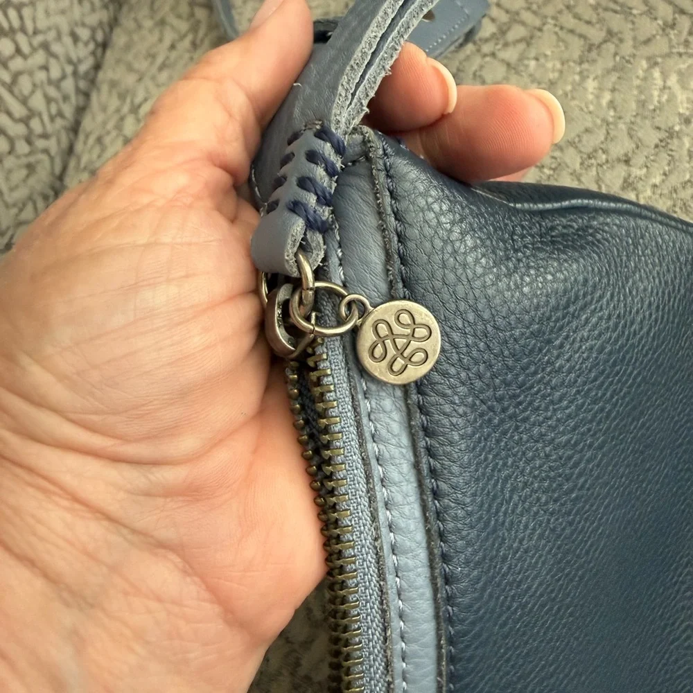 The Sak Tess Pebbled Leather Crescent Sling Bag - Indigo Block Navy Blue